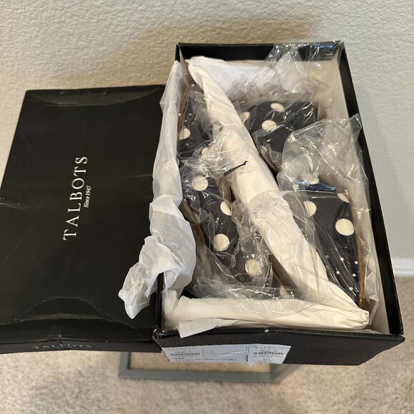 Talbots Indigo Blue/TA Ivory Claire Blue and White Polka Dot Heels - Picture 3 of 9